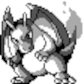 black and white sprite of the classic charizard